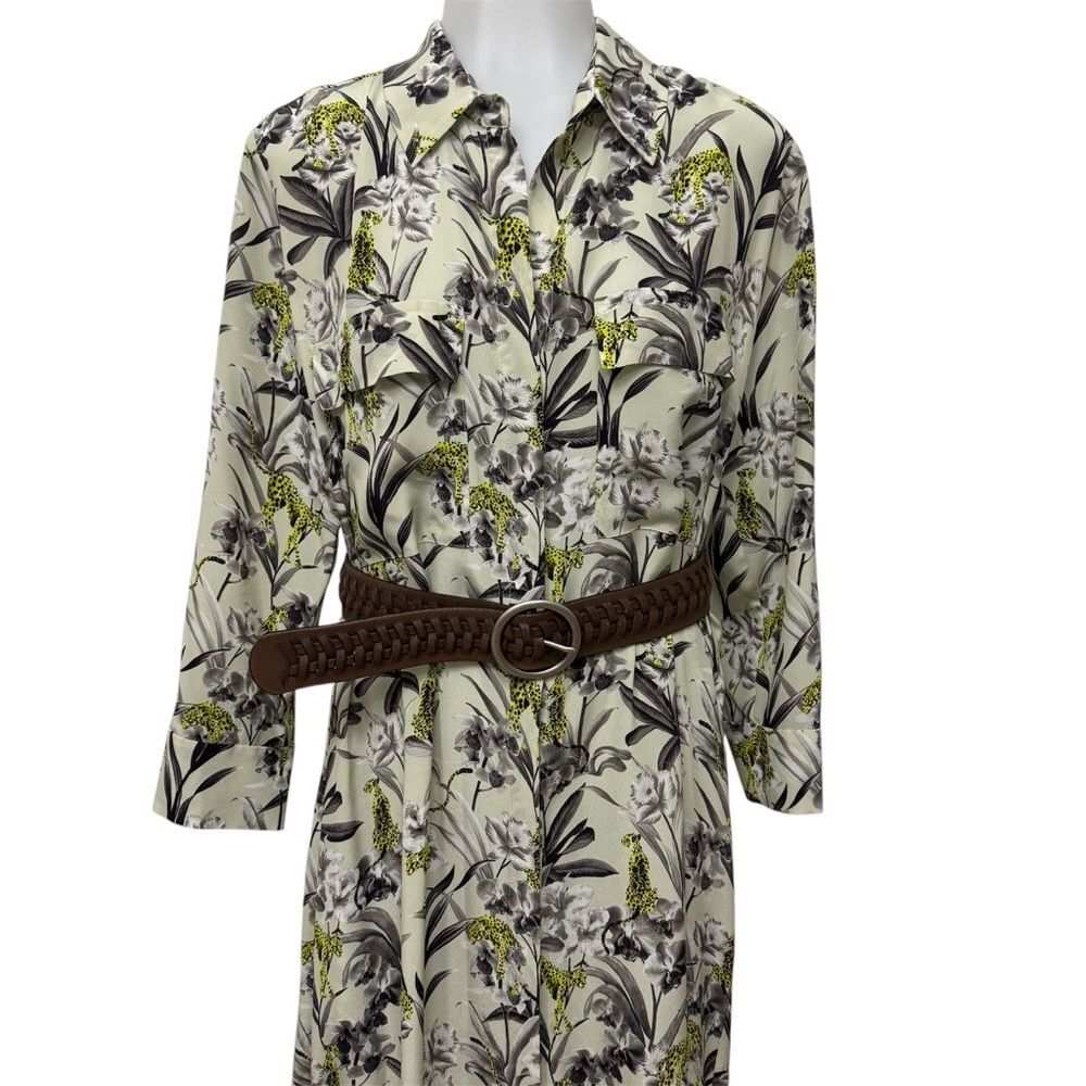 L'agence Cameron Leopard Floral Print Shirt Dress Size Small